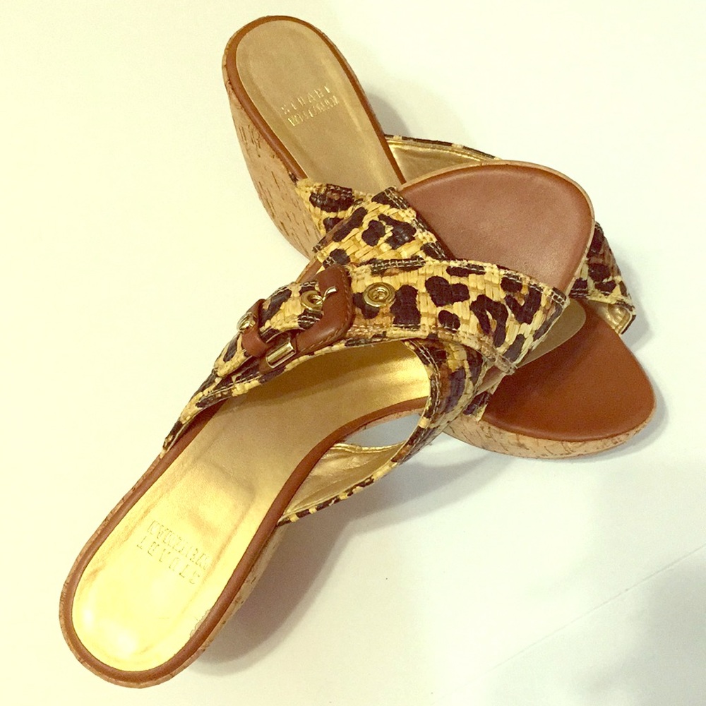 Stuart Weitzman cork wedges leopard print  size 9